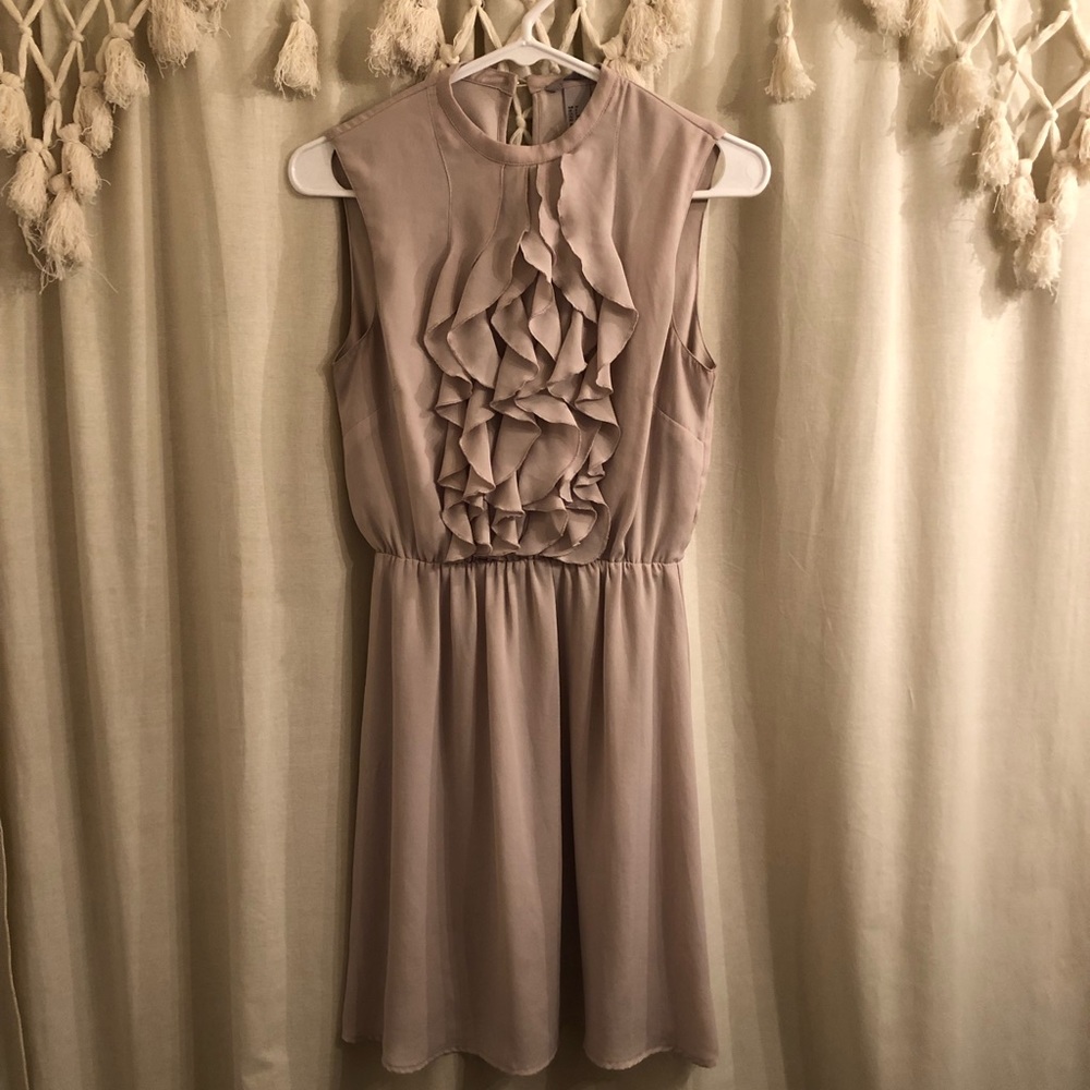 Muted Pink Shift Dress w Ruffles Detail